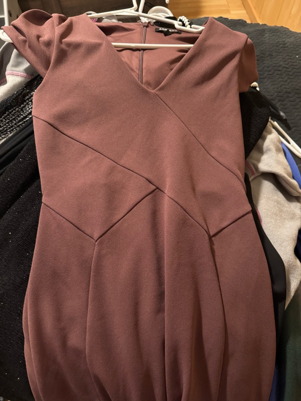 Express Mauve-Pink Midi Dress with Wrap Seams